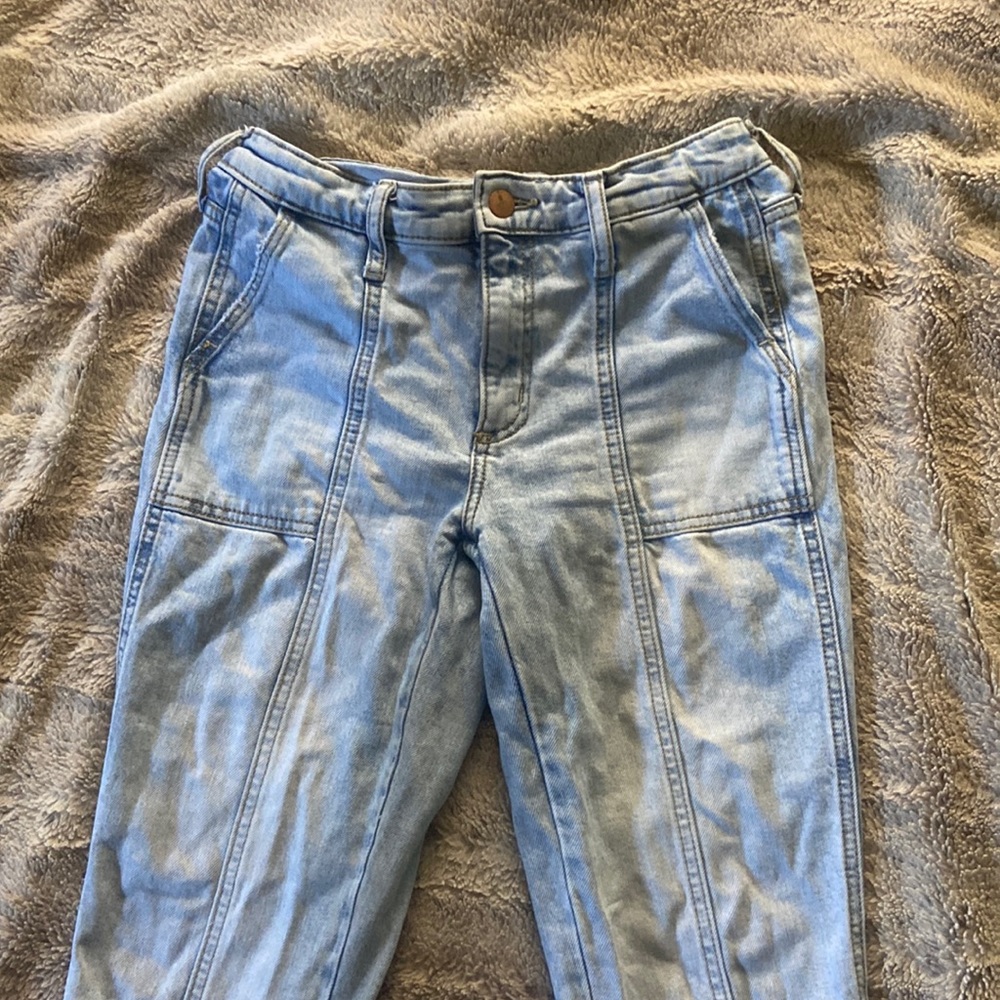 Light washed high rise slim straight jeans size 00/24R